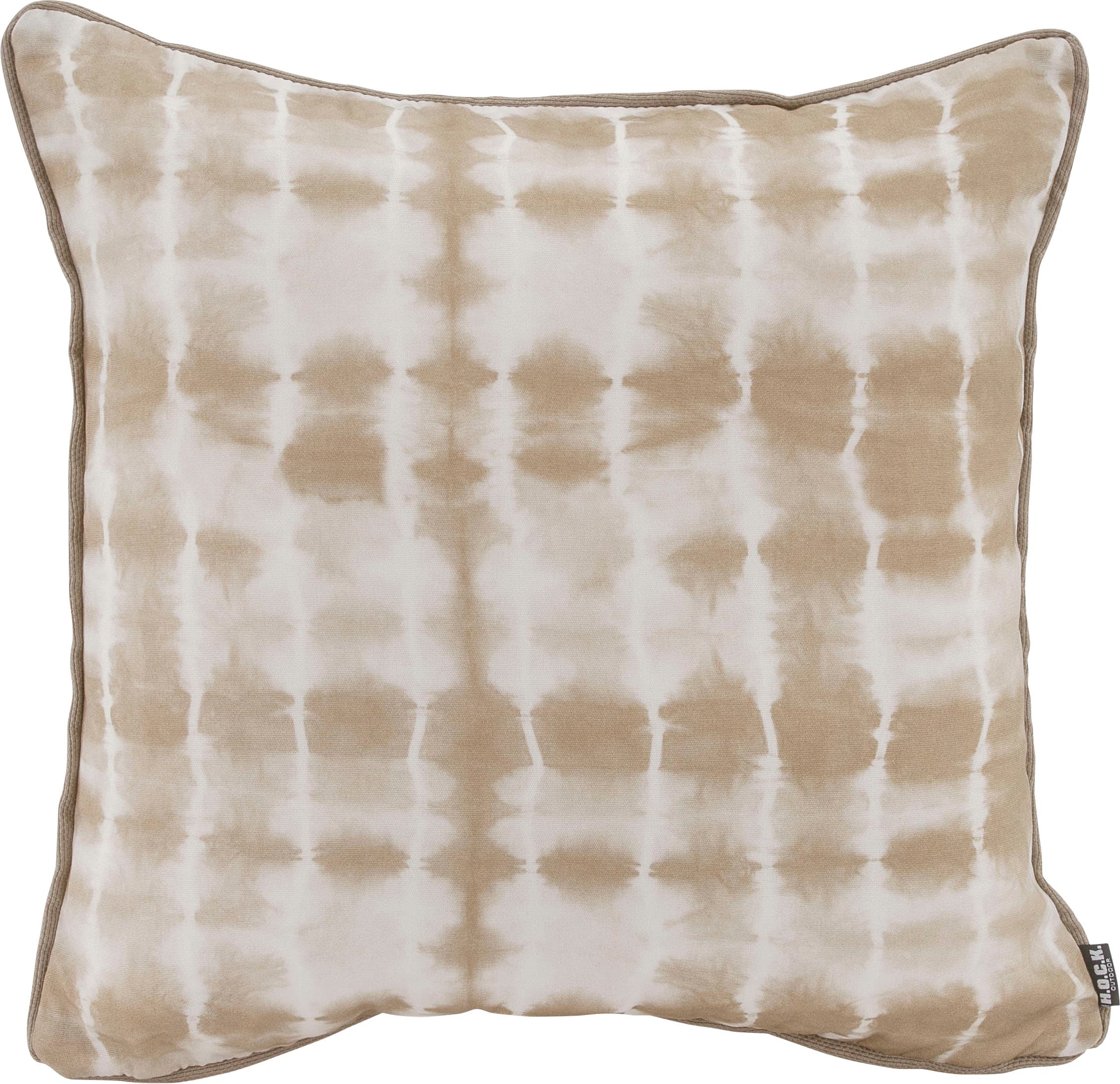 Dekokissen H.O.C.K. "Badu Batik Midnight Outdoor", beige (natur, beige, gemustert), B:50cm H:10cm L:50cm, Polyacryl (dralon), Dekokissen_Sitzkissen_Kissenhüllen, mit Keder, Kissenhülle mit Füllung, 1 Stück