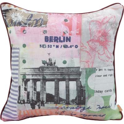 Dekokissen H.O.C.K. "Lieblingsstädte BERLIN", bunt (rosa, lila, lindgrün, bedruckt), B:45cm H:10cm L:45cm, Polyester, Dekokissen_Sitzkissen_Kissenhüllen, mit Berlin-Motiv, Wendekissenhülle mit Füllung, 1 Stück Image