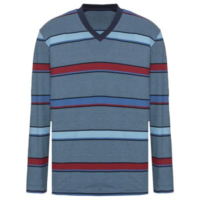 Schlafanzug WÄSCHEPUR, Herren, Gr. 52/54, bunt (marine, rot, gestreift), 100% Baumwolle, Langarm, Homewear-Sets Image