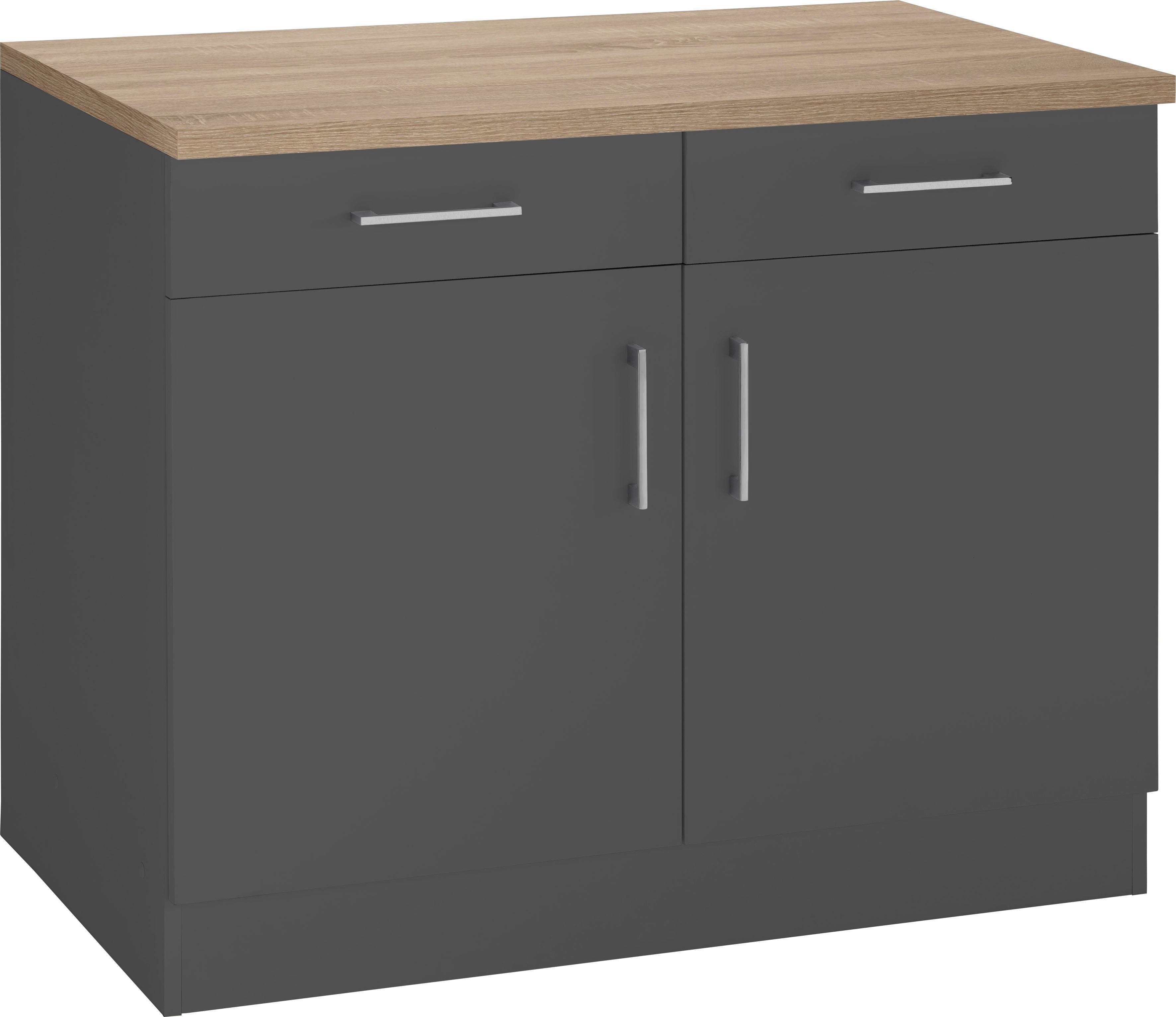 Unterschrank KOCHSTATION "KS-Mali", grau (anthrazit, eichefarben), B:100cm H:85cm T:60cm, Schränke, Breite 100 cm Image