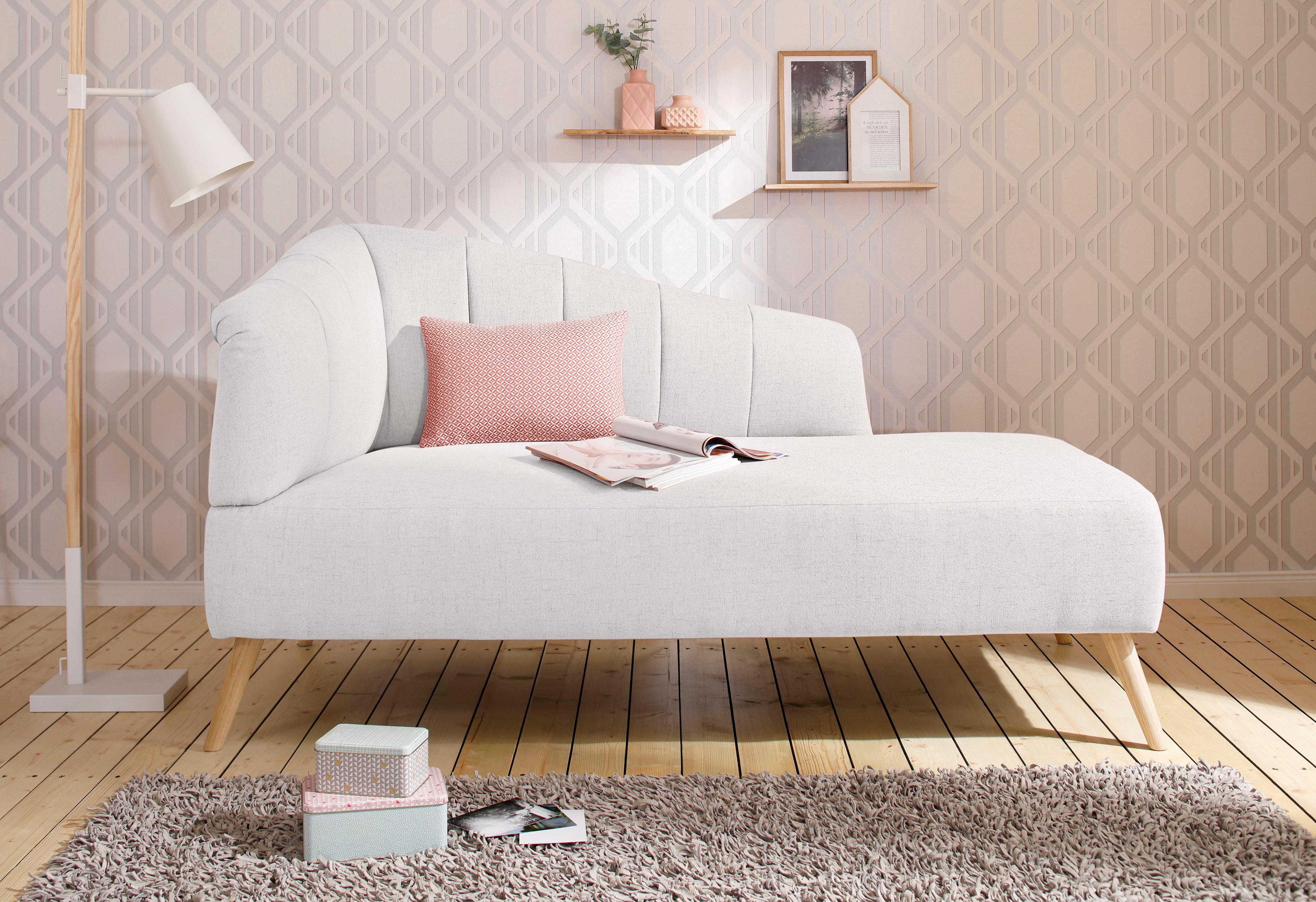 Recamiere ANDAS "Lucy", beige (creme), B:162cm H:85cm T:82cm, Struktur fein( 100% Polyester), Sofas, Longchair, Armlehne links und rechts bestellbar