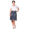 Jeansrock SHEEGO BY JOE BROWNS "Große Größen", Damen, Gr. 56, blau (blau denim), Obermaterial: 100% Baumwolle, unifarben, modisch, figurumspielend knieumspielend, Röcke, Saumabschluss hell abgesetzt