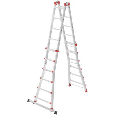 Vielzweckleiter HAILO "M80", rot (aluminiumfarben, rot), B:66cm H:167cm L:25cm, Aluminium, Leitern, Aluminium, 4x3 Sprossen Image