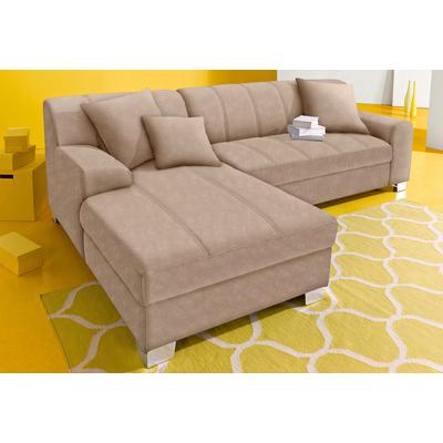 Ecksofa DOMO COLLECTION "Turah incl. Zierkissen, moderne Steppung, auch in Leder", beige (natur), B:239cm H:75cm T:82cm, Sofas, wahlweise mit Bettfunktion, Schlafsofa, B/T/H: 239/152/75 cm, L-Form Image