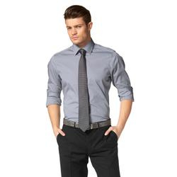Businesshemd OLYMP "Level Five body fit", Herren, Gr. 37, N-Gr, grau (mittelgrau), Web, Obermaterial: 97% Baumwolle, 3% Elastolefin, unifarben, elegant, schmal, Langarm verstellbar 1-Knopf-Manschette mit Knöpfen, Hemden, Comfort Stretch
