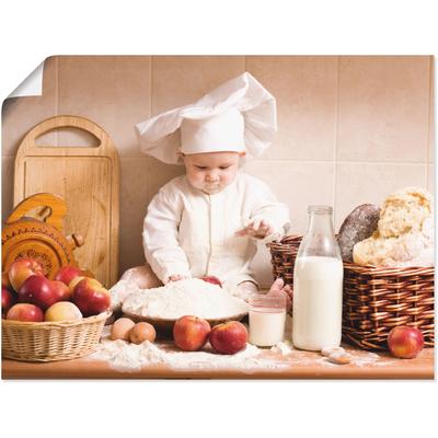 Wandbild ARTLAND "Küche Junge Kind Backen", braun (farbe bild(er): braun), B:60cm H:45cm, Bilder, als Alubild, Outdoorbild, Leinwandbild, Poster, Wandaufkleber Image