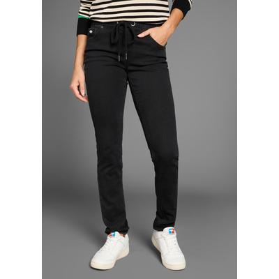 Jogg Pants KANGAROOS, Damen, Gr. 42, N-Gr, schwarz, Denim/Jeans, Obermaterial: 59% Baumwolle, 40% Polyester, 1% Elasthan, Destroyed-Effekte, modisch, bequem lang, Jeans Jogg Jeans Treggings, entspannte Passform, weite Beinform Image
