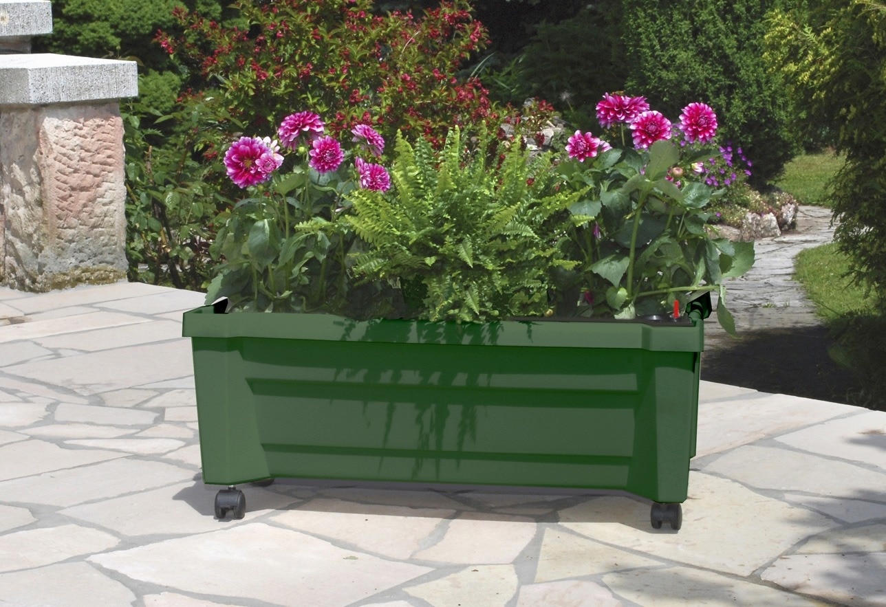 Pflanzkübel KHW, grün, B:79cm H:33cm T:35cm, Kunststoff, Pflanzgefäße, Pflanzkübel, Kunststoff, BxTxH: 79x35x33 cm