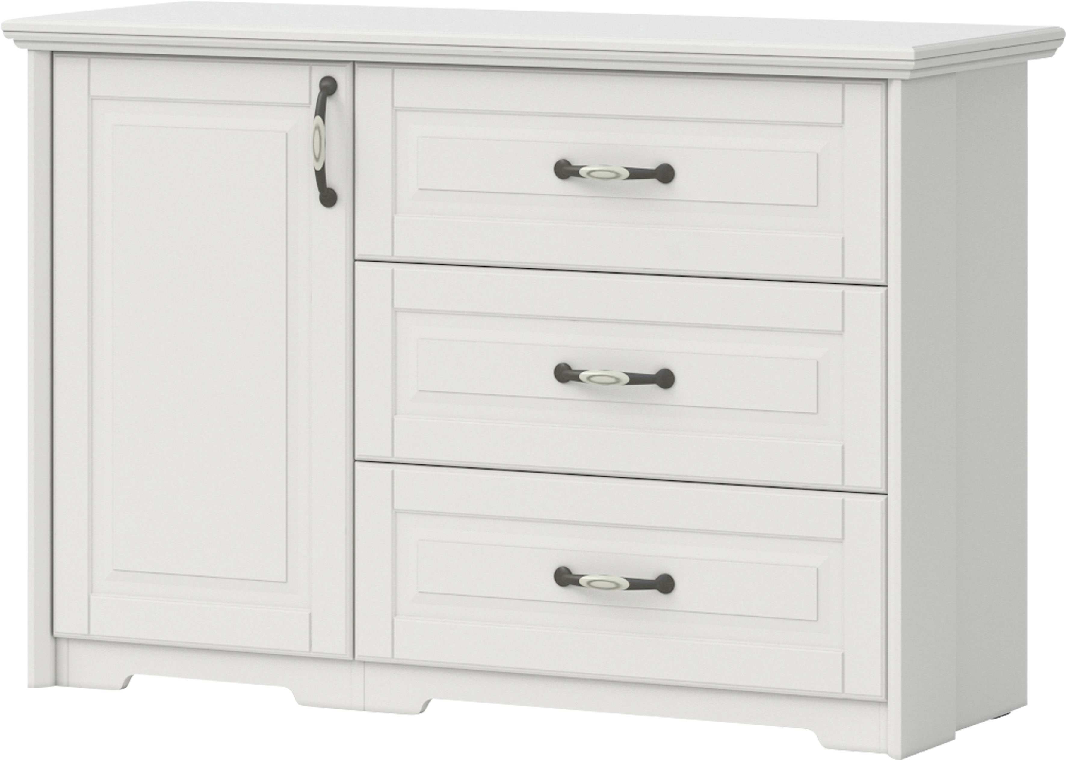 Kombikommode HOME AFFAIRE "Evergreen, Maße: B/T/H 131/48/88cm, Soft-Close-Funktion", weiß (elfenbeinfarben weiß), B:131cm H:88cm T:48cm, MDF, Spanplatte, Sideboards, Kombikommode, im klassischen Landhausstil,FSC-zertifiziert,hochwertige UV Lackierung Image