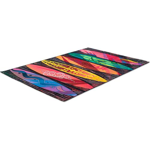 „Teppich SANSIBAR „“Rantum Beach SA-016″“ Teppiche Gr. B/L: 60 cm x 100 cm, 5 mm, 1 St., bunt Esszimmerteppiche Flachgewebe, modernes Design, Motiv Holzdielen“