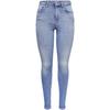 Skinny-fit-Jeans ONLY "ONLPOWER MID PUSH UP SK REA934", Damen, Gr. M (38), Länge 32, blau (bright, blau), Denim/Jeans, Obermaterial: 92% Baumwolle, 6% Elastomultiester, 2% Elasthan, Abriebeffekte, modisch, Jeans