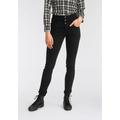 Slim-fit-Jeans ARIZONA "mit extra breitem Bund" Gr. 36, N-Gr, schwarz (black, overdyed) Damen Jeans Röhrenjeans