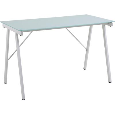 Schreibtisch INOSIGN "Tullia", weiß (weiß, weiß, weiß), B:113cm H:73cm T:58cm, Pulverbeschichtetes Metall, Platte Sicherheitsglas, Tische, mit Platte aus Sicherheitsglas Image