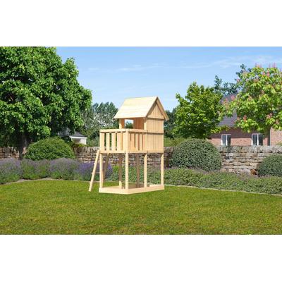 Spielturm KONIFERA "Finni", beige (natur), Spieltürme, KinderB:107cm H:291cm T:202cm, Holzwerkstoff, BxTxH: 107x202x291 cm, mit Sandkasten, B:107cm H:291cm T:202cm