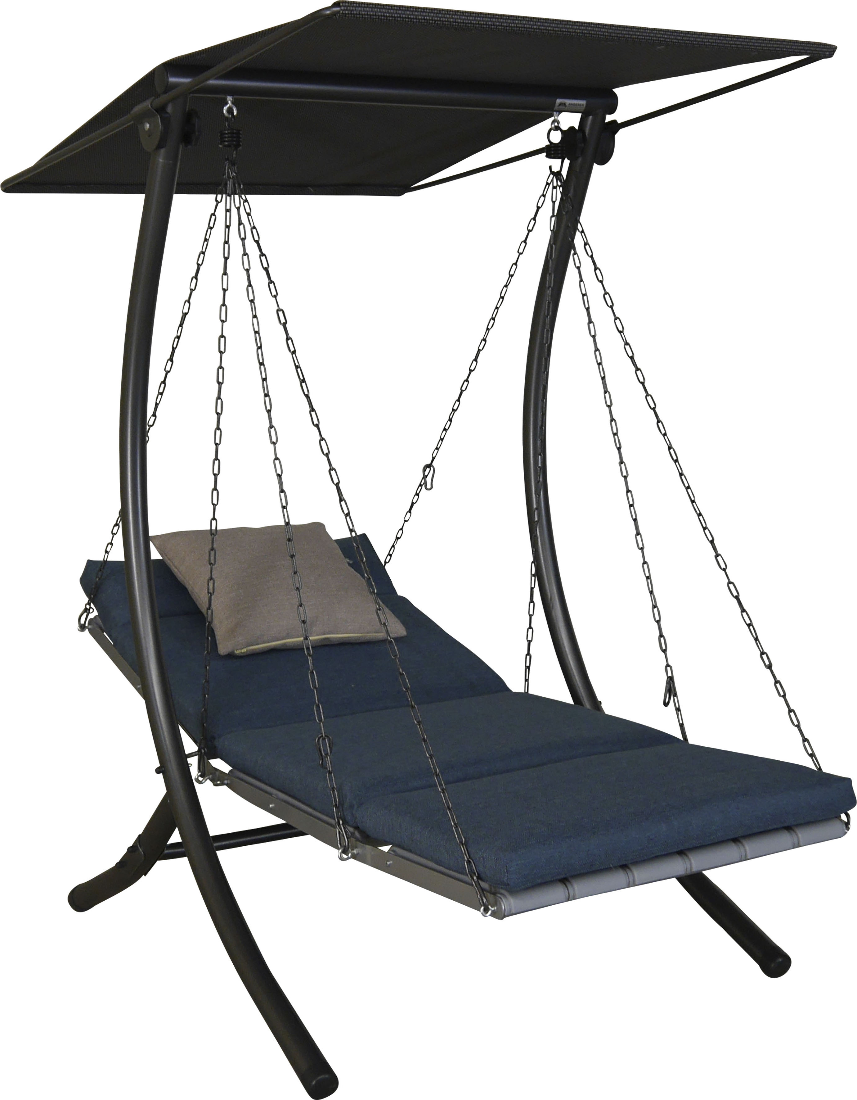 Hollywoodschaukel "Luxus Smart denim", blau (blau, blau), B:100 H:160 T:145, Obermaterial: 100% Polyester, ANGERER FREIZEITMÖBEL, Hollywoodschaukeln, BxTxH: 100x145x160 cm Image