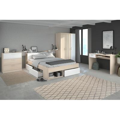 Jugendzimmer-Set PARISOT "Most", weiß (akazie, weiß), B/H: 140cm x 200cm, Schlafzimmermöbel-Sets