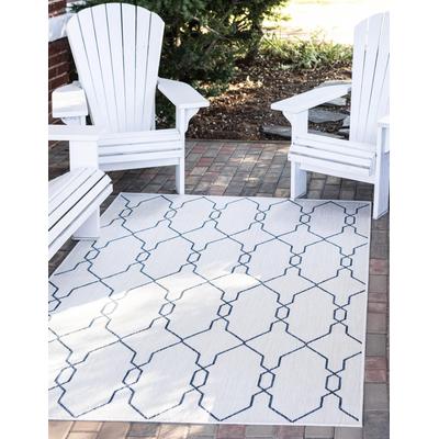 Teppich "Outdoor Crosses, LAGERRÄUMUNG", blau (elfenbeinfarben, marineblau), B:152cm H:4mm L:244cm, Polypropylen (PP), MYFLAIR MÖBEL & ACCESSOIRES, Teppiche, Flachgewebe, In- und Outdoor geeignet Image