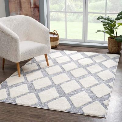 Hochflor-Teppich CARPET CITY "Focus 4497", grau, B:200cm H:20mm L:290cm, Polypropylen, Teppiche, Läufer, Boho, Hochtief-Muster/ 3D-Effekt, für Wohnzimmer, Schlafzimmer Image