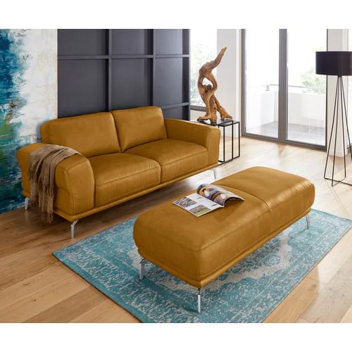 „2-Sitzer W.SCHILLIG „“montanaa““ Sofas Gr. B/H/T: 192 cm x 78 cm x 94 cm, Longlife Xtra-Leder Z69, gelb (kurkuma z69) 2-Sitzer Sofas mit Metallfüßen in Chrom glänzend, Breite 192 cm“