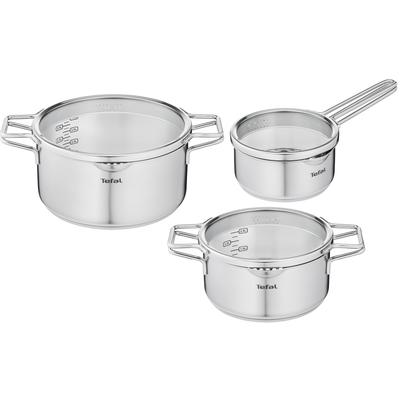 Topf-Set TEFAL "Jamie Oliver Ingenio G6, Topfset Induktion mit Pfannen", silber (edelstahlfarben), Töpfe, Thermo-Signal, für alle Herdarten geeignet, L9769932 Image