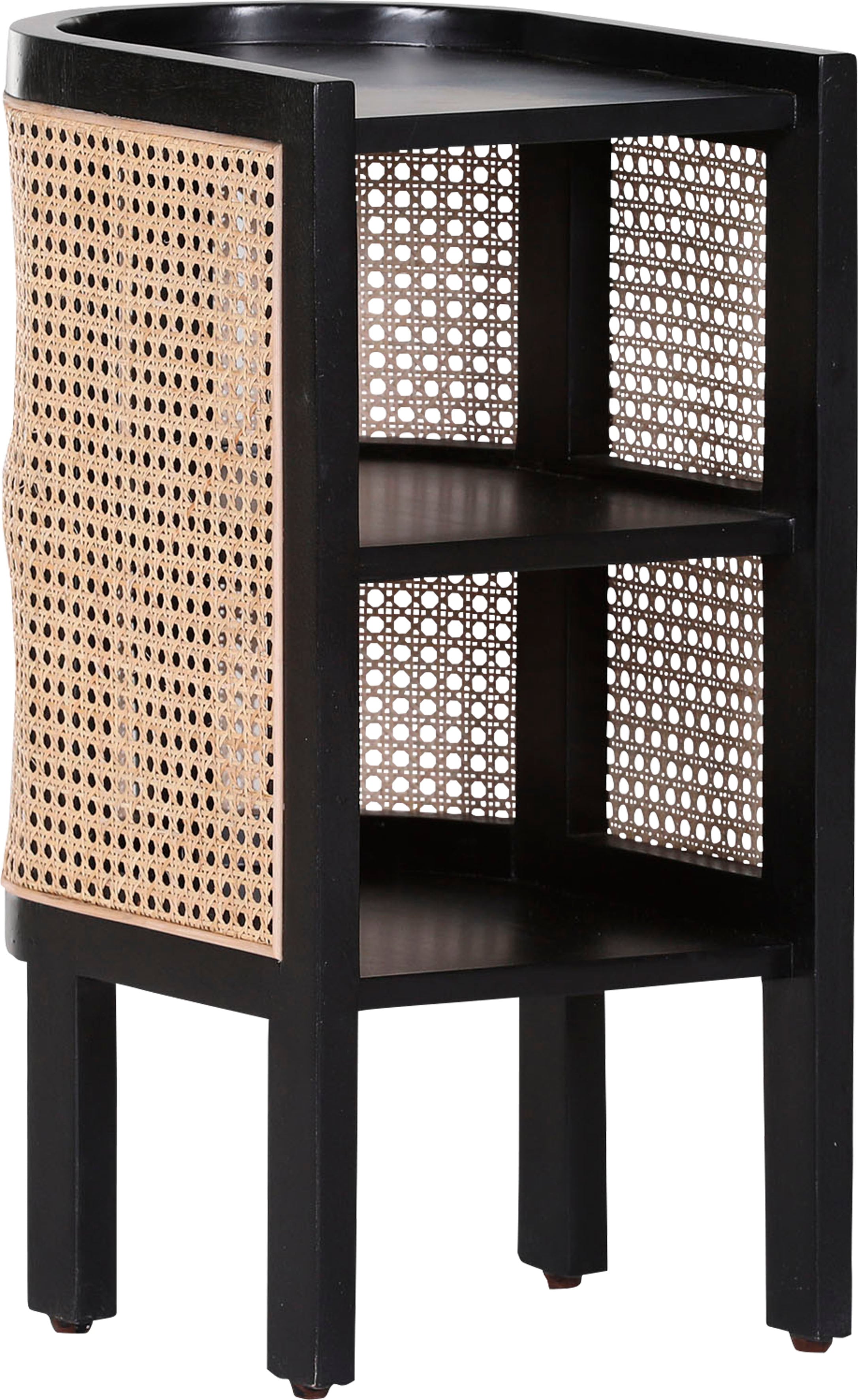Kommode GUTMANN FACTORY "Spectra", schwarz, B:30cm H:62cm T:40cm, Massivholz, Sideboards, Kommode, mit Wiener Geflecht