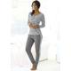 Pyjama S.OLIVER Gr. 36/38, grau (grau, meliert, ecru, gestreift) Damen Homewear-Sets Pyjamas