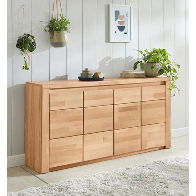 Sideboard HOME AFFAIRE "Burani", beige (kernbuche teilmassiv), B:164cm H:80cm T:35cm, FSC-zertifiziertes teilmassives Holz, Sideboards, grifflose Optik Image