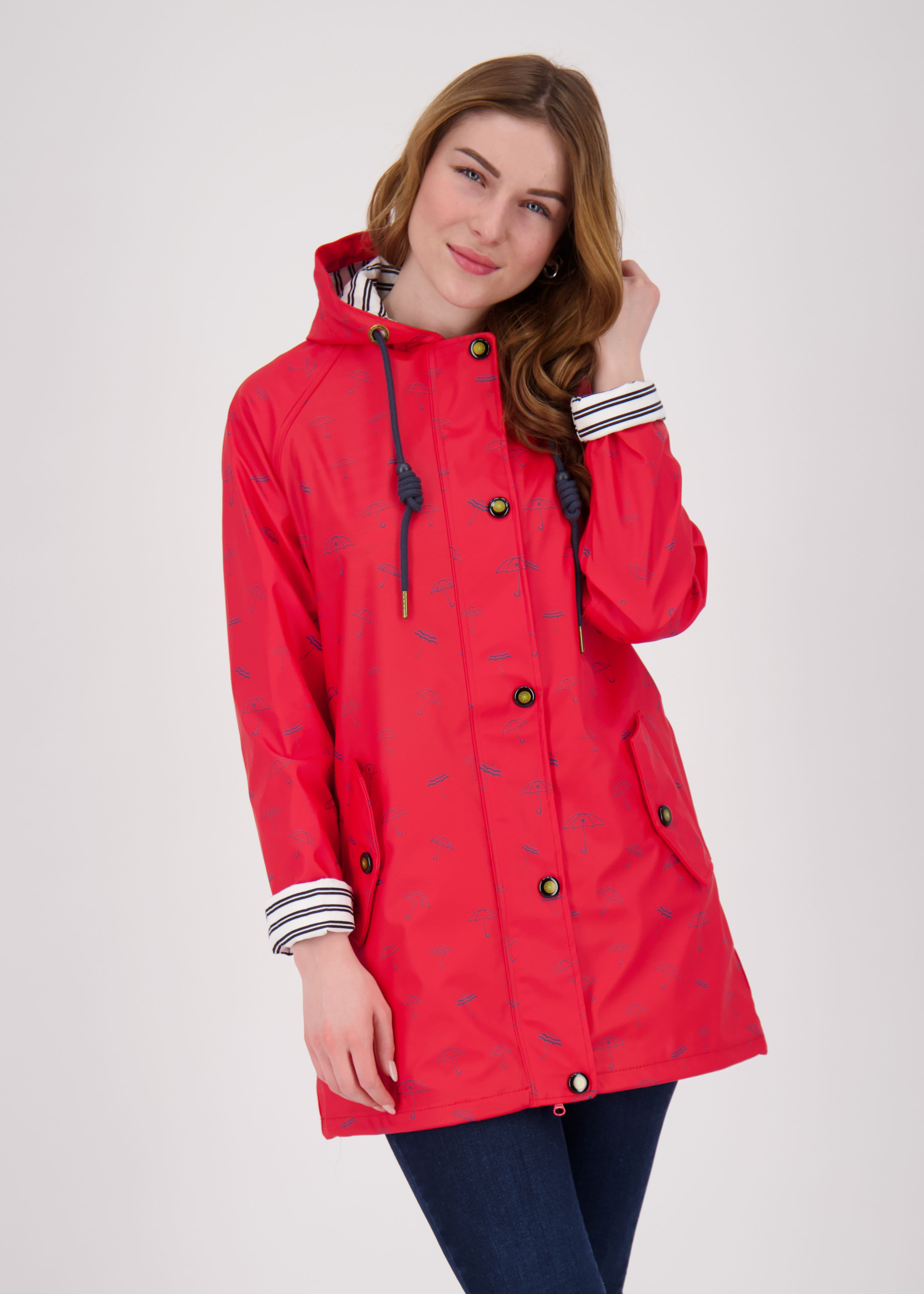 Regenjacke ANKERGLUT "Friesennerz WIZZARD PEAK WOMEN UMBR", Damen, Gr. 46 (L), rot, Obermaterial: 100% Polyurethan; Futter: 100% Polyester, figurumspielend, gerader Abschluss mit Druckknopf, Jacken Regenjacke, auch in Großen Größen erhältlich