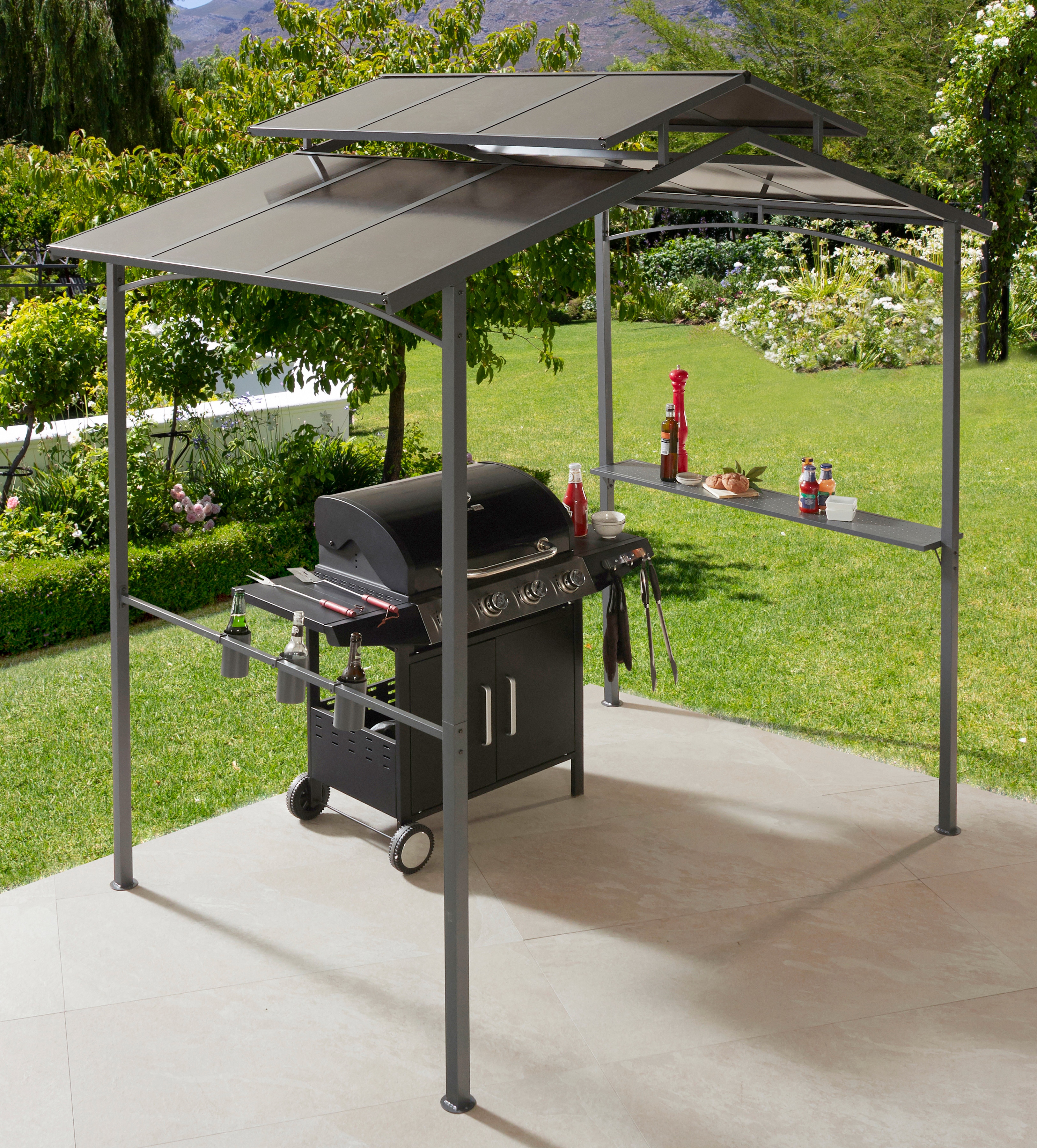 Grillpavillon KONIFERA "Manhatten", grau, B/H/T: 240cm x 246cm x 150cm, Pavillons, BxT: 240x150 cm