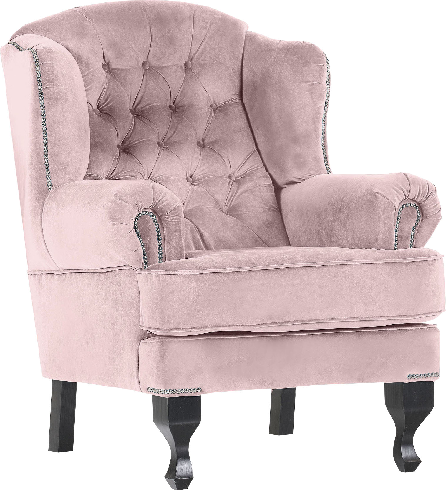 Ohrensessel GUTMANN FACTORY "New Barock", rosa (rose), B:87cm H:107cm T:96cm, Sessel, Ohrensessel