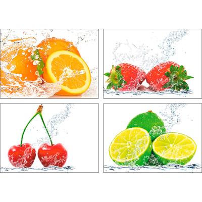 Poster ARTLAND "Früchte mit Spritzwasser", bunt (farbe bild(er): bunt), B:42cm H:29,7cm, Papier, Bilder, Poster, Wandbild, Bild, Wandposter Image