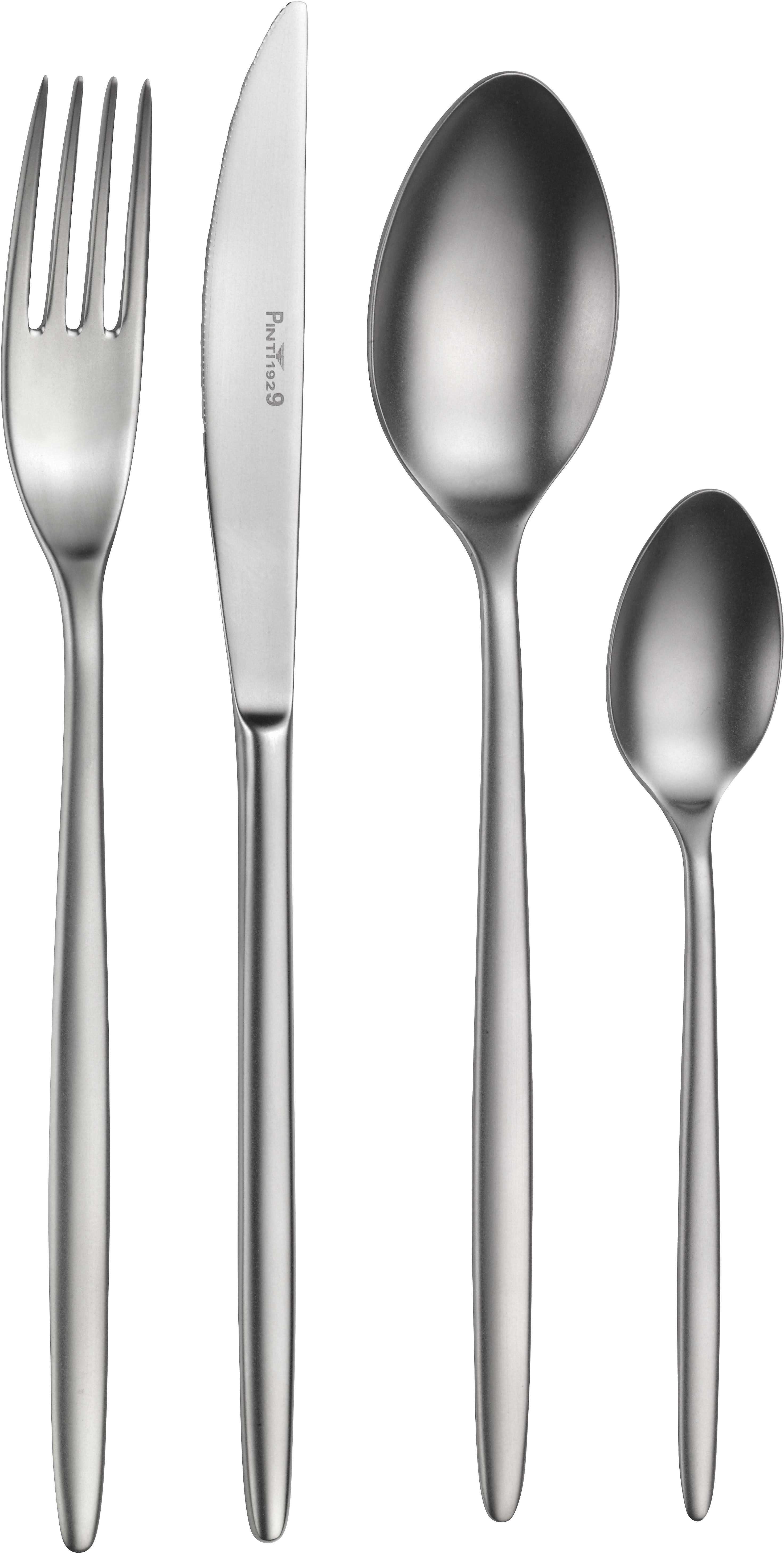 Besteck-Set PINTINOX "Olivia Mystique", silber (silberfarben), 30 Stk., Edelstahl 18/10, Essbesteck-Sets, Optik sandgestrahlt