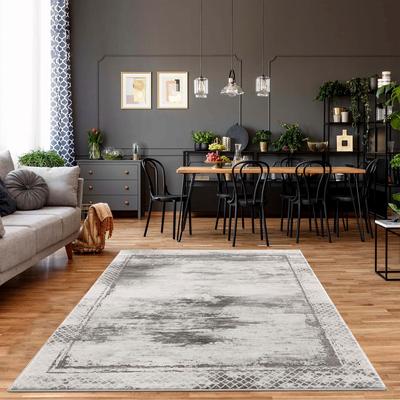 Teppich CARPET CITY "Noa 9332" Gr. 31, grau, B:140cm H:11mm L:200cm, Kunstfaser, Teppiche, Läufer, Kurzflor, Modern, Weicher Flor, Pflegeleicht, Wohnzimmer Image