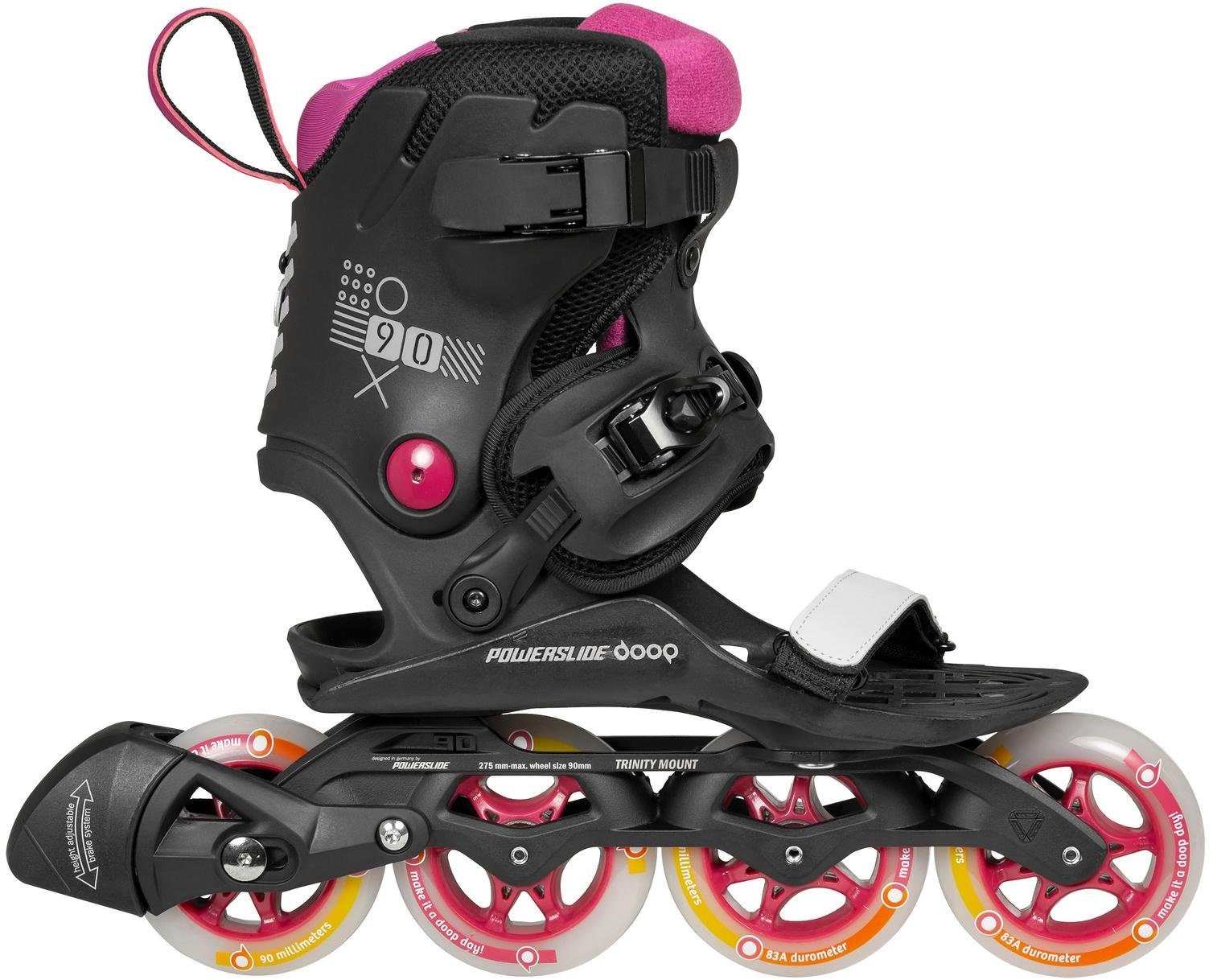 Inlineskates POWERSLIDE "Doop Dusk 90" Gr. 36, pink (pink, schwarz), Inlineskates_Rollschuhe, Kinder, 36/42,5 (bis 100 kg), Kunststoff, Materialmix