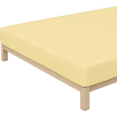 Spannbettlaken SCHLAFGUT "Premium", gelb (gelb mid), B:140-160cm L:200-220cm, Mako-Zwirn-Jersey, Obermaterial: 95% Baumwolle, 5% Elasthan, Laken, Zero Waste Verpackung, PREMIUM Qualität Image