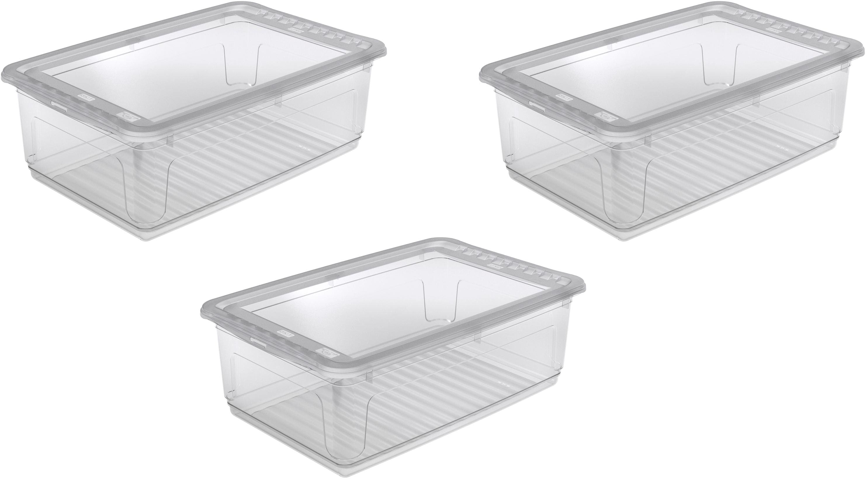 Aufbewahrungsbox KEEEPER "bea", transparent, B:39cm H:18cm, Kunststoff, Aufbewahrungsboxen, Aufbewahrungsbox, 3 x 30 L, mit Air-Control-System