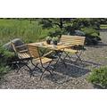 Garten-Essgruppe GARDEN PLEASURE "WIEN", braun (braun, schwarz, braun, schwarz), B:280cm H:89cm T:120cm, Stahl, FSC-zertifiziertes Massivholz, Sitzmöbel-Sets, mit praktischer Klappfunktion