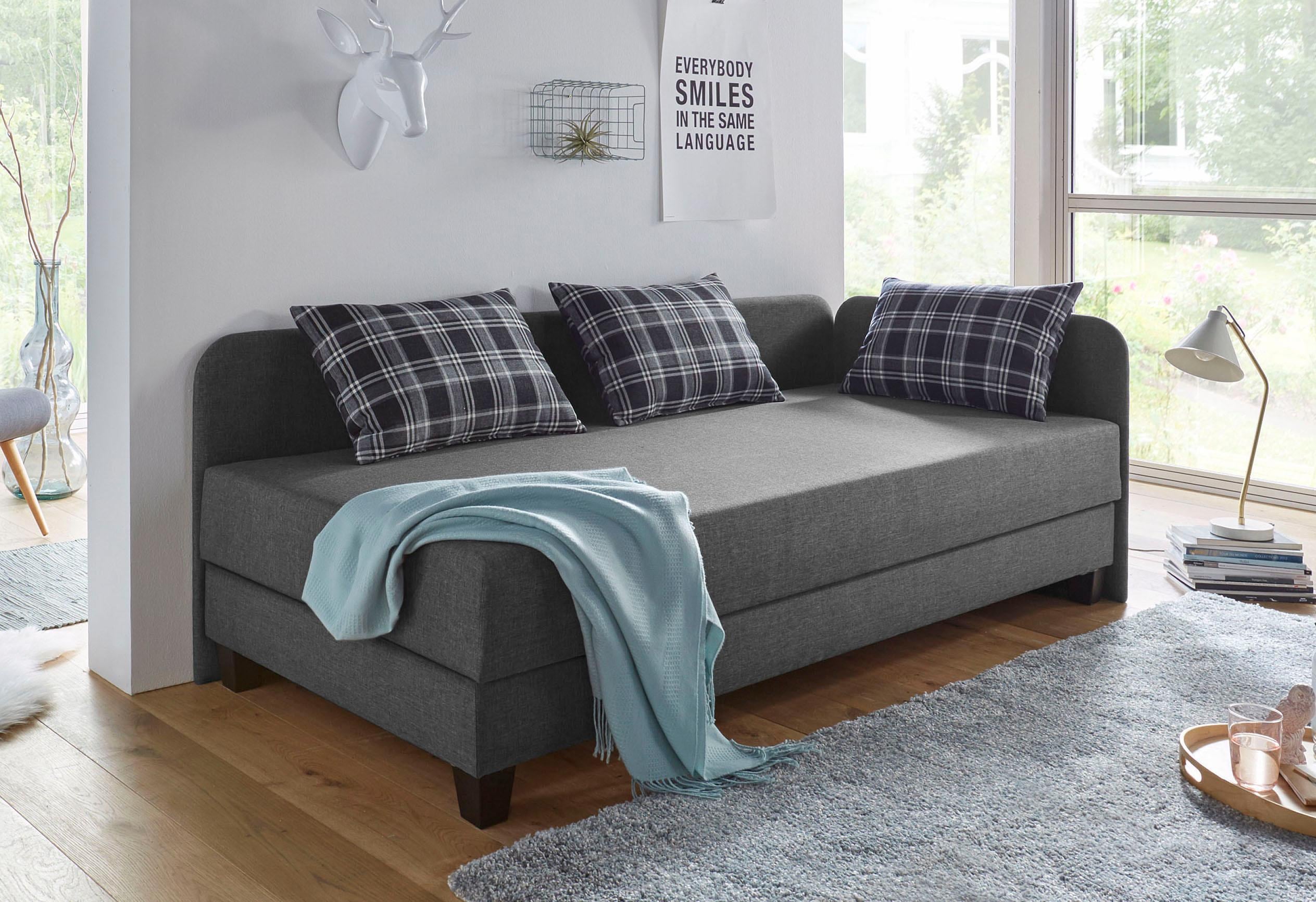 Gästebett MAINTAL, grau (anthrazit, anthrazit), Struktur Holzwerkstoff, Liegefläche B/L: 80cm x 200cm, 5-Zonen-Bonell-Federkernmatratze, Faltbetten, Gästebett, mit Umbau und Bettkasten Image