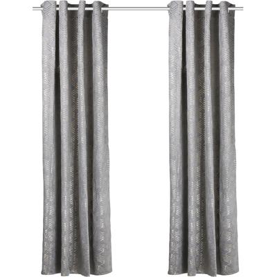 Vorhang MY HOME "Velvet Foil" Gr. 4, grau, B:140cm H:245cm, Polyester, Gardinen, Samt Image