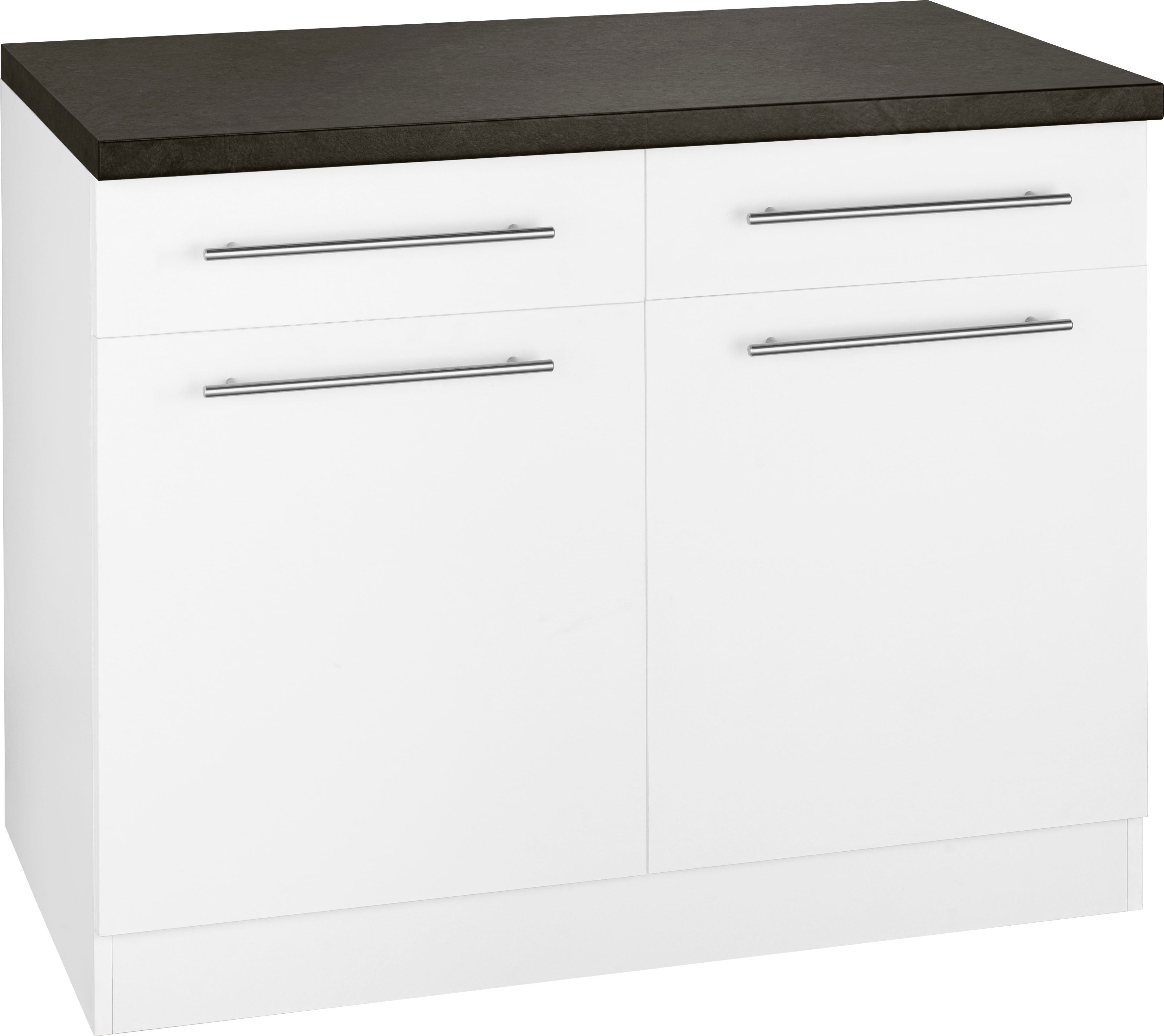 Unterschrank WIHO KÜCHEN "Unna", weiß (front und korpus: weiß, arbeitsplatte: granit schwarz), B:100cm H:85cm T:60cm, Schränke, Unterschrank, 100 cm breit