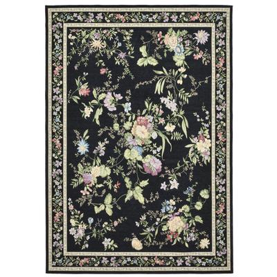 Teppich THEKO "Flomi Sagrini" Gr. 31, schwarz, B:70cm H:4mm L:120cm, Kunstfaser, Baumwolle, Teppiche, Flachgewebe, Pastell-Farben, Blumen Design Image