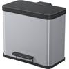 Mülleimer HAILO "Öko duo Plus L", grau (aluminiumfarben, schwarz), B:47cm H:43cm T:34cm, Metall, Mülleimer, 26 l, Stahlblech o. Edelstahl, Kunststoff Inneneimer, Made in Germany