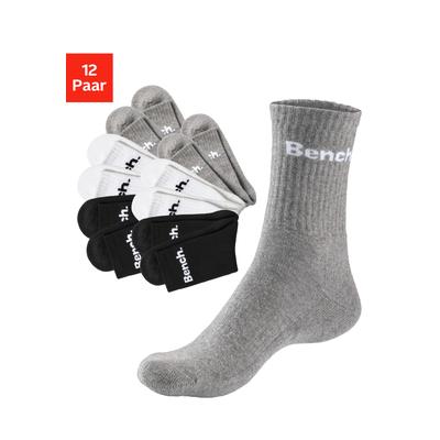 Tennissocken BENCH., Damen, Gr. 39-42, schwarz-weiß (4x schwarz, 4x weiß, 4x grau, meliert), Baumwollmischung, unifarben, elastisch, Socken, mit Fuß Polsterung Image