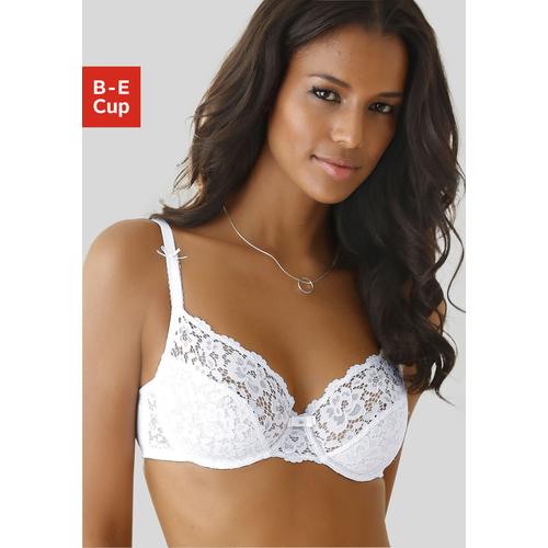 Bügel-BH LASCANA Gr. 75, Cup C, weiß Damen BHs Hochzeitswäsche Spitzenwäsche BH Bügel-BH Spitzen-BH Hochzeitsdessous Spitzen-BHs aus blumiger Spitze, Dessous