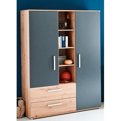 Kleiderschrank ARTHUR BERNDT "Alessio, Kinderkleiderschrank", braun (artisan oak nachbildung, anthrazit), B:130cm H:188cm T:51cm, Holzwerkstoff, Schränke, Kleiderschrank Drehtürenschrank Kinderkleiderschrank, Kleiderschrank, mit Melamin-Oberfläche Image