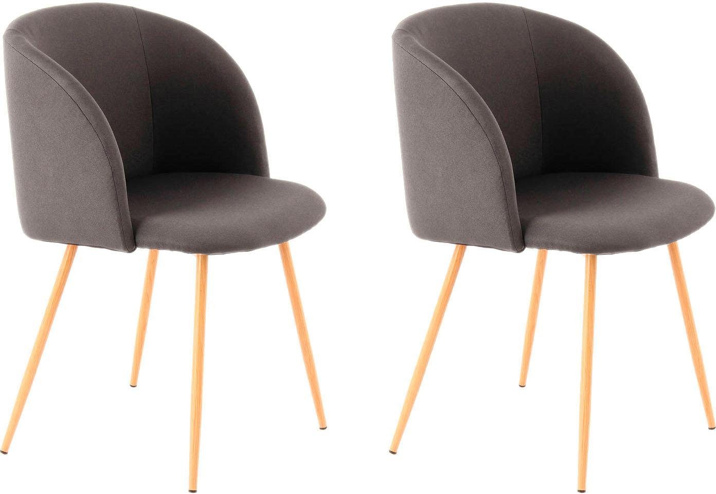 Stuhl KAYOOM "Celina 210 2er-Set, Polsterstuhl, Sitzfläche aus Schaumstoff", schwarz, B:54cm H:84cm T:56cm, Sitz: Stoff 100% Polyester / Gestell: Stahl in Holzoptik, Stühle, Stuhl, bequem, zeitlos, Hingucker in jedem Wohnbereich