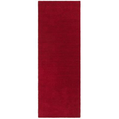 Läufer THEKO "Gabbeh Uni, Handweb Teppich, meliert, reine Wolle, handgewebt" Gr. 13, rot (bordeaux), B:90cm H:14mm L:250cm, Wolle, Teppiche, Teppich-Läufer, Wohnzimmer, Flur, auch als rechteckig oder rund Image