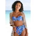 Bügel-Bandeau-Bikini-Top S.OLIVER "Maya" Gr. 44, Cup E, blau (blau, bedruckt) Damen Bikini-Oberteile Ocean Blue