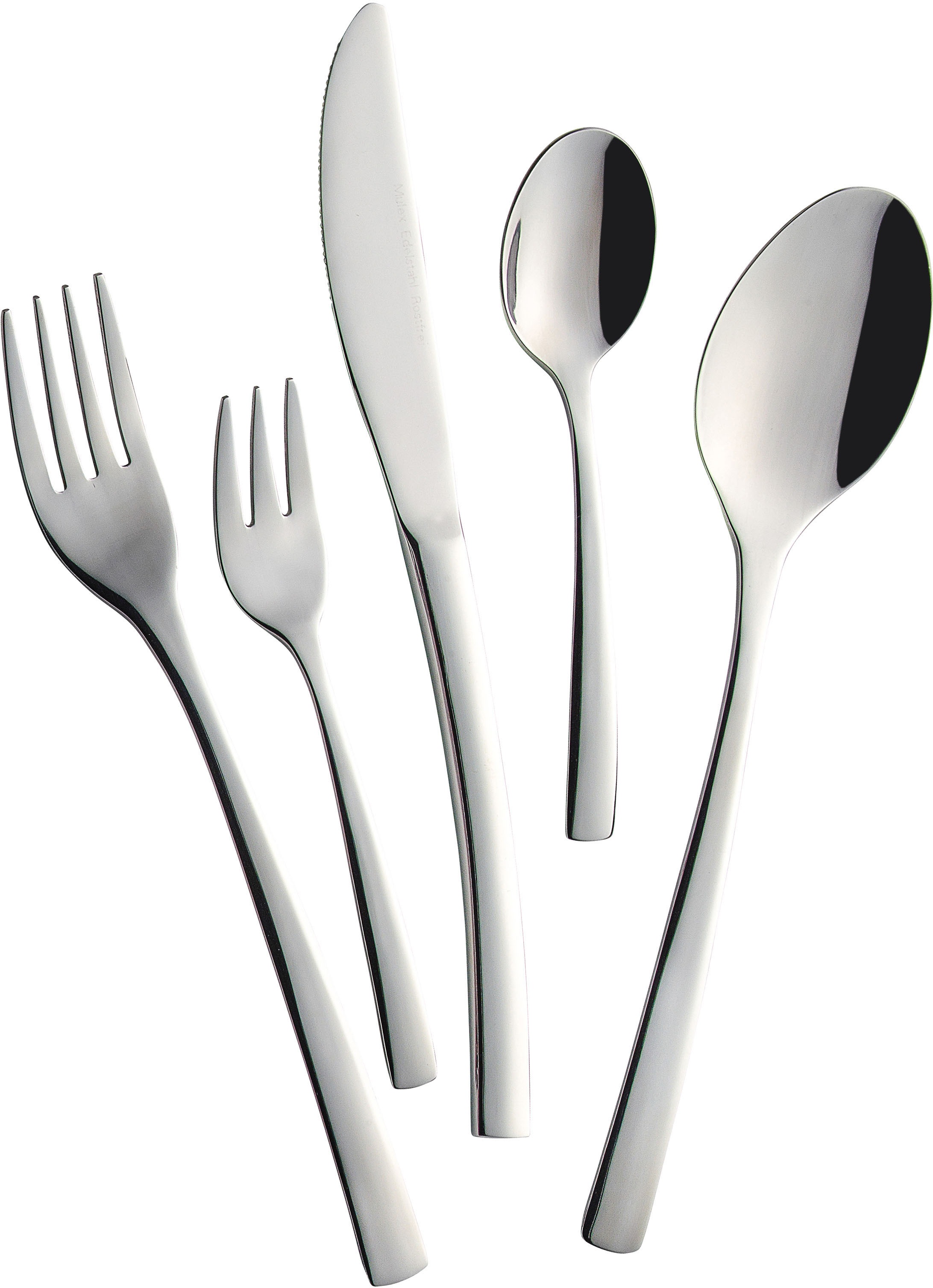 Besteck-Set MULEX "Vermont", silber (edelstahlfarben), 30 Stk., Chromnickelstahl 18/10, Essbesteck-Sets, chlichtes Design, stimmige Proportionen