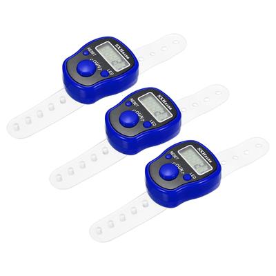 Finger Tally Counter 5 Digital LED Display for Sports Counting, 3pcs - Blue